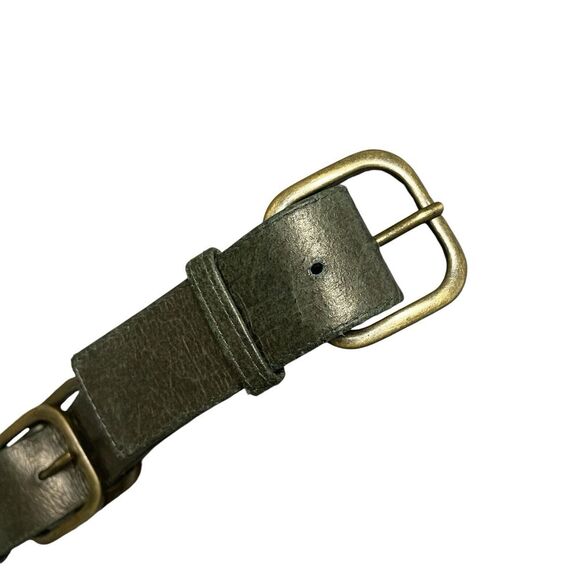 Vtg Suzi Roher Leather Belt Small Womens Green Metallic Brass Abel Canada 1.5\